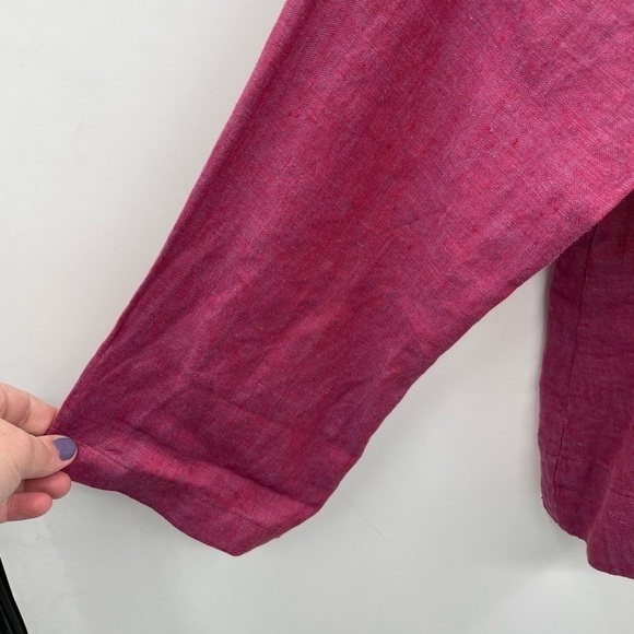 Bryan walker maroon open front 100% linen lagonlook woman bohemian jacket medium - Picture 3 of 9